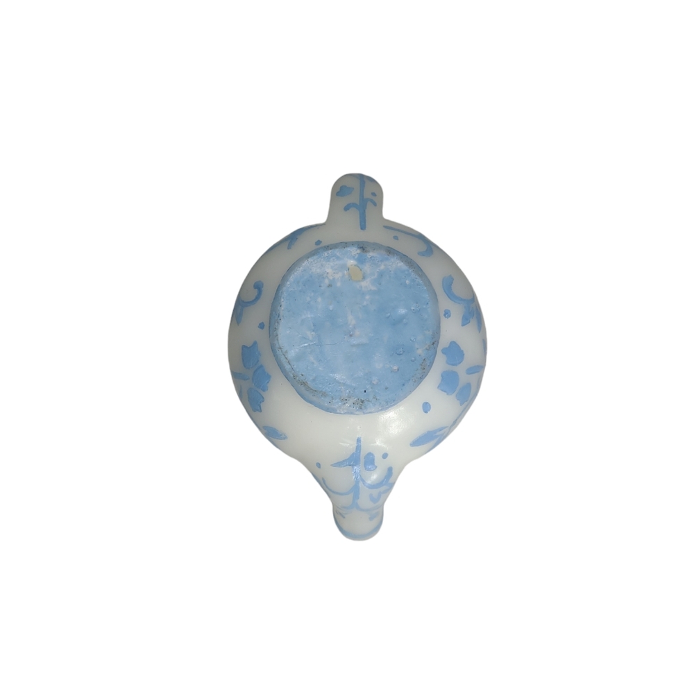 Vintage Teapot Wax Candle Blue Floral Flower Asian Style New Open Box - Picture 6 of 7